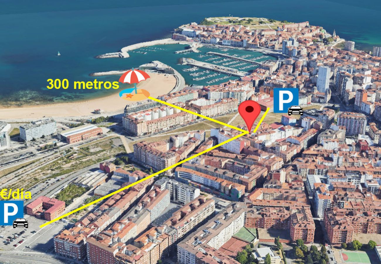 Apartamento en Gijón - 1A163 ALQUILER TEMPORADA Moderno a un paso Playa P